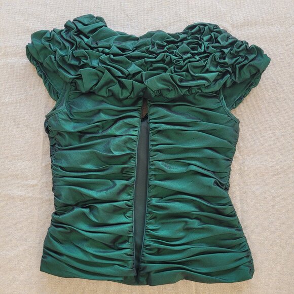 Emerald Green V Neck Bodycon Top. Back Zipper. 6. Cachet. - Picture 11 of 16
